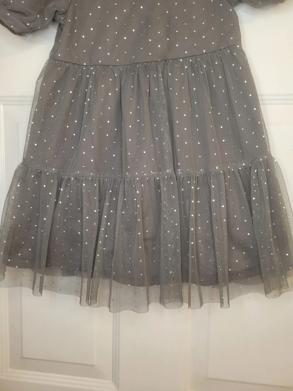 Gap Kids Gray Sparkle Tiered Tulle Dress
